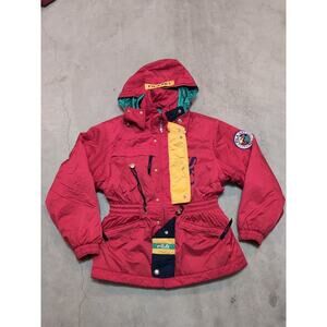 VTG Fila Ski Jacket Women's L? Red Full Zip Hooded